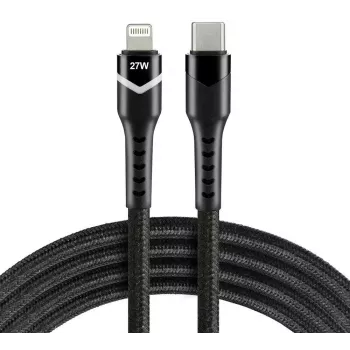 everActive CBB-1CIR USB-C naar Lightning RGB LED-kabel 1m 27W PD zwart