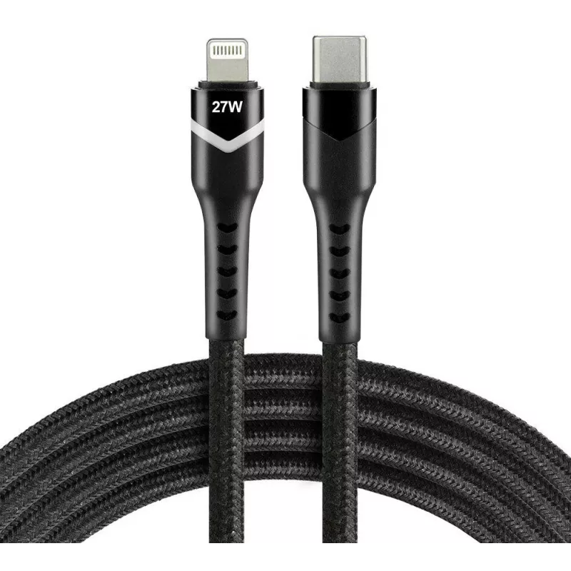 everActive CBB-1CIR USB-C naar Lightning RGB LED-kabel 1m 27W PD zwart