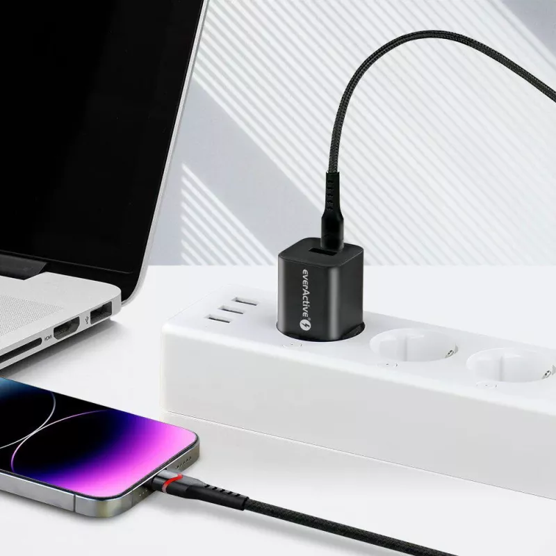 everActive CBB-1CIR USB-C naar Lightning RGB LED-kabel 1m 27W PD zwart