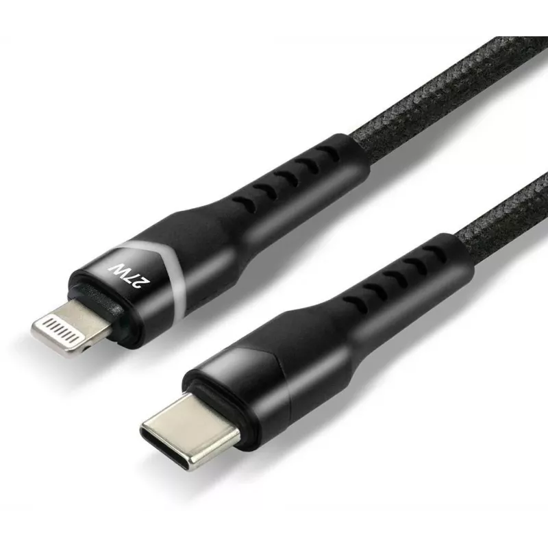 everActive CBB-1CIR USB-C naar Lightning RGB LED-kabel 1m 27W PD zwart