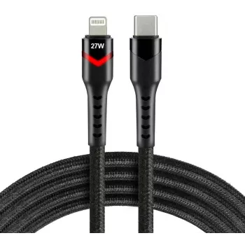 everActive CBB-1CIR USB-C naar Lightning RGB LED-kabel 1m 27W PD zwart