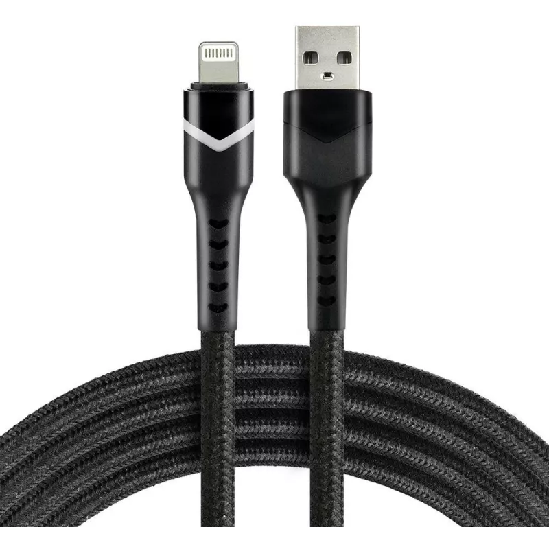 everActive CBB-1IBR USB-A naar Lightning RGB LED gevlochten kabel 1m 2.4A zwart