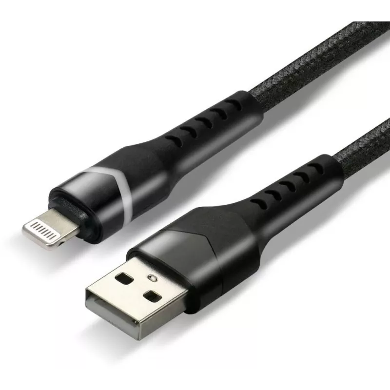 everActive CBB-1IBR USB-A naar Lightning RGB LED gevlochten kabel 1m 2.4A zwart