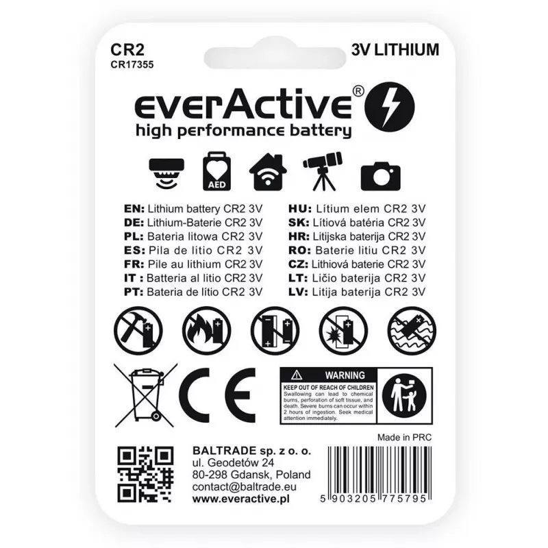 everActive CR2 lithiumbatterij 3V 850mAh (1-pack blister)