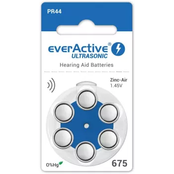 everActive ULTRASONIC 675 Zink-lucht hoortoestelbatterijen PR44 (6-pack blister)