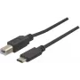 EXERTIS CONNECT USB 2.0-kabel, USB Type-C naar USB Type-B, zwart, 1,0 m 150304