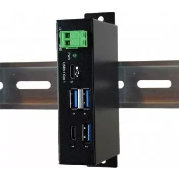 EXSYS EX-1195HMS industriële 4-poorts USB 3.1 Gen 1 hub met USB-C, DIN-rail montage, 9-48V DC