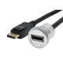 EXSYS EX-49185 panel-mount DisplayPort adapterkabel, 30 cm, stekker naar bus, metalen behuizing, 4K 60Hz