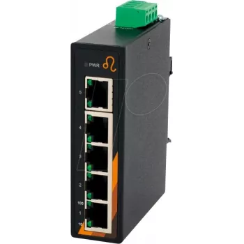 EXSYS EX-6200 5-poorts industriële Ethernet-switch, unmanaged, 10/100Base-TX, DIN-rail, -40 tot 75°C