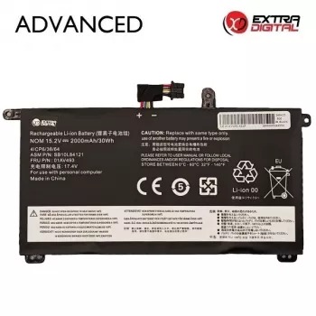 Extra Digital Advanced vervangende laptopaccu voor Lenovo ThinkPad X1 Carbon / X1 Yoga – 01AV493, 2000mAh, 11.52V, Li-ion, zwart