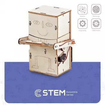 EXTRA DIGITAL houten bouwpakket robot spaarvarken, leermodel