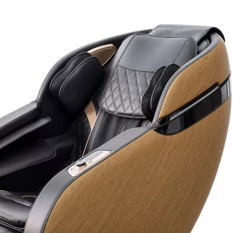EXTRALINK 3D Zero Gravity massagestoel met houtdecor-accenten, zwart/bruin