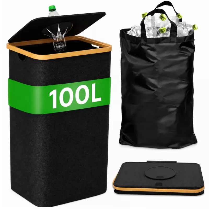 EXTRALINK Black Forest opvouwbare verzamelmand voor statiegeldflessen, 100L, zwart