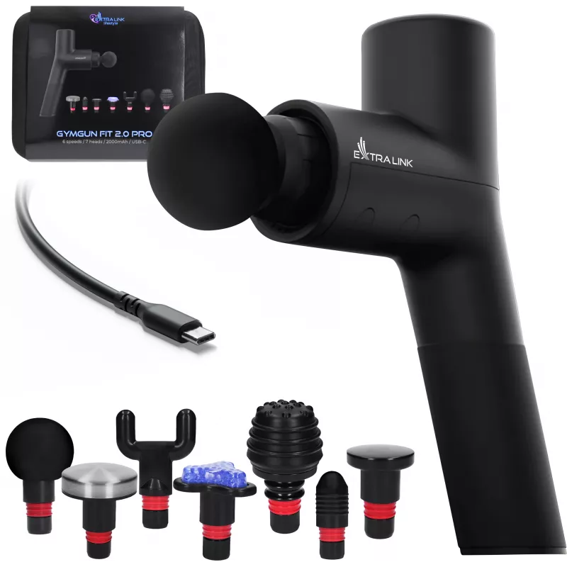 Extralink massage gymgun Fit 2.0 Pro massagegun, 7 opzetstukken, 6 modi