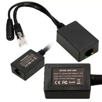 Extralink PoE-inverter 1 poort, ingang 1x 1000Mb/s RJ45/bus 10-30V, uitgang 48V