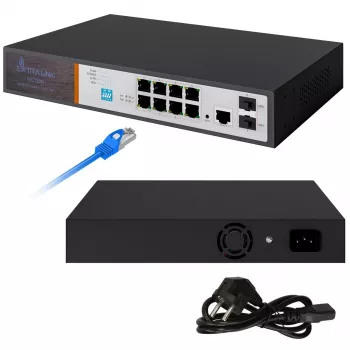 Extralink VICTOR 8-poorts Gigabit PoE+ managed switch met 2 SFP, 150W budget, L2+