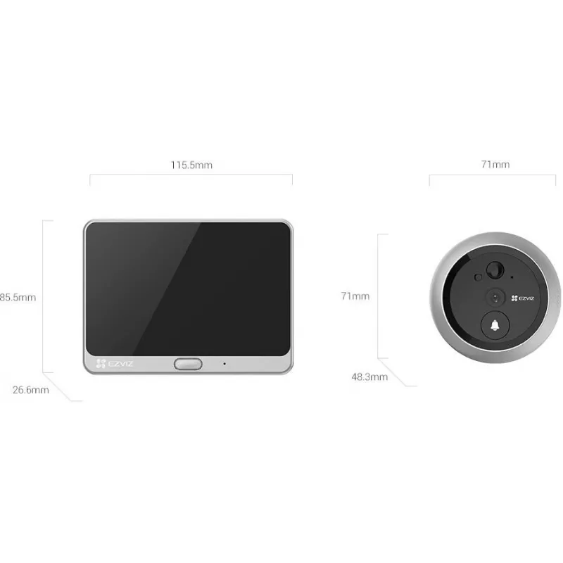 Ezviz CS-CP4 2MP Wi-Fi digitale deurspion met 4,3-inch display, zilver