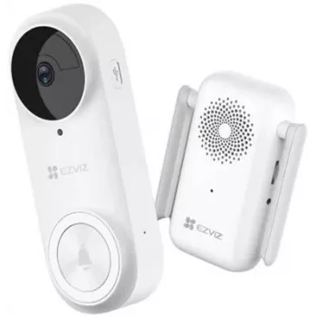 EZVIZ CSDB25MP accu-videodeurbel-set met draadloze gong, 2K+ resolutie, 176° gezichtsveld, IP65, 5200 mAh accu, microSD tot 256GB, compatibel met Alexa/Google