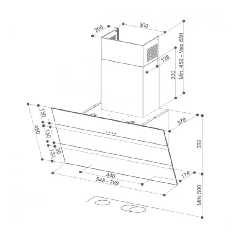Faber Steelex EV8 LED WH/X A80 wandafzuigkap, 80 cm, RVS