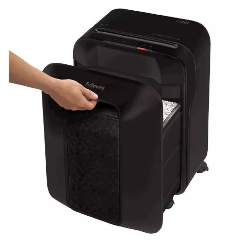 Fellowes Powershred LX201 micro-cut papierversnipperaar, zwart, 10 vel, P-5 veiligheid, 22L bak