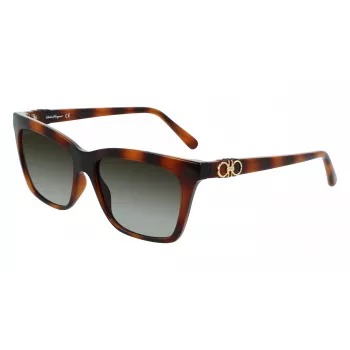 Ferragamo SF1027S-214 dames zonnebril Havana acetaat vierkant bruin verloop 55mm