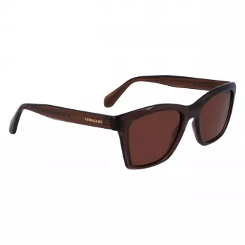 FERRAGAMO SF2001S-232 unisex zonnebril havana bruin vierkant acetaat montuur bruine glazen 54/20/145 mm