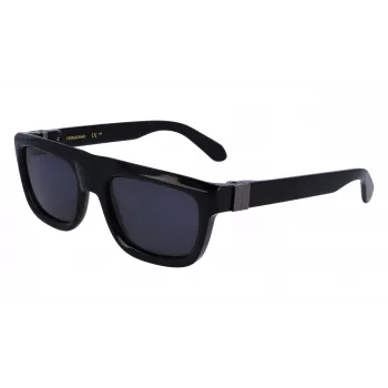 FERRAGAMO SF2009S-001 herenzonnebril - Zwart montuur, grijze glazen, 56/21/145 mm