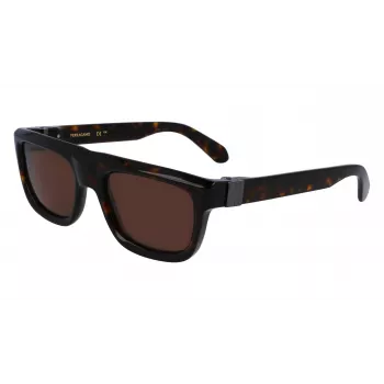 FERRAGAMO SF2009S-242 heren vierkante acetaat zonnebril Havana bruin verloop 56/21/145 mm
