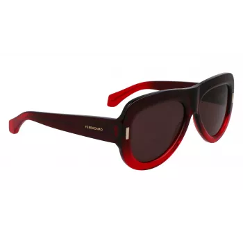 FERRAGAMO SF2029SE-615 Dames zonnebril - rood acetaat montuur, grijs verlopende glazen, 57 mm