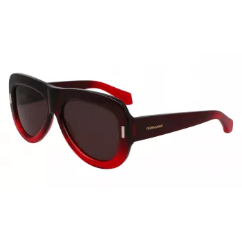 FERRAGAMO SF2029SE-615 Dames zonnebril - rood acetaat montuur, grijs verlopende glazen, 57 mm