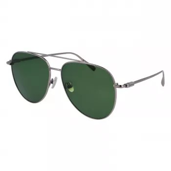 FERRAGAMO SF308S-44 heren rechthoek zonnebril - bruin Havana acetaat montuur, grijze polycarbonaat glazen, UV400-bescherming