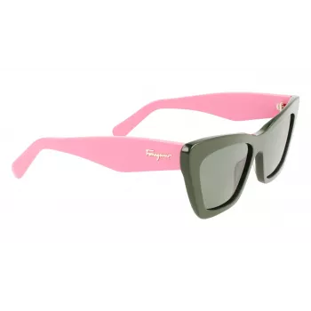 FERRAGAMO SF929S-304 dameszonnebril Havana bruin rechthoekig acetaat 55mm