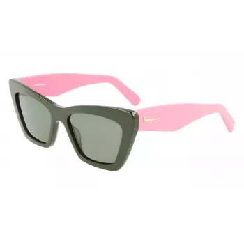 FERRAGAMO SF929S-304 dameszonnebril Havana bruin rechthoekig acetaat 55mm