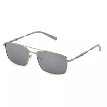 FILA Heren zonnebril SFI116V57579X - zwart montuur, grijze glazen, 57 mm