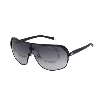 FILA SFI125990531 heren zonnebril - zwart acetaat montuur, grijze polycarbonaatglazen, UV400-bescherming