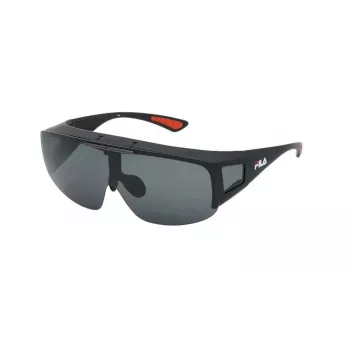 FILA SFI126-99U28P unisex zonnebril - matzwart montuur, grijze gepolariseerde glazen, UV400, schildstijl