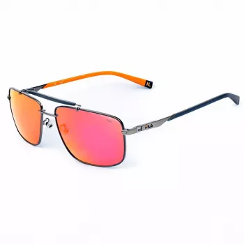 FILA SFI210V60K56R Heren Zonnebril - Zwart montuur, grijze glazen, 61 mm