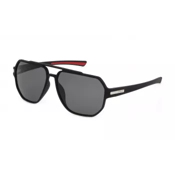 FILA SFI301-60U28P Heren Gepolariseerde Zonnebril, Zwart/Grijs, 60/14/140 mm