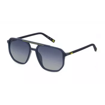 FILA SFI31257BL1P heren gepolariseerde zonnebril - rechthoekig zwart montuur, rookgrijze glazen, 57 mm