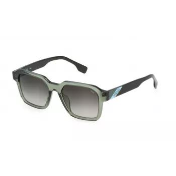 FILA SFI458-5206W5 unisex zonnebril - zwart acetaat montuur, grijze polycarbonaatglazen, UV400-bescherming, 52 mm glasbreedte