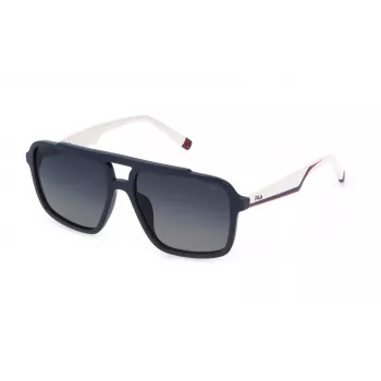 FILA SFI460-57D82P unisex zonnebril, zwart montuur, grijze gepolariseerde glazen, 57 mm