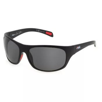 FILA SFI514-64U28P heren polarisatie zonnebril, zwart montuur, grijze glazen, 64/17/130 mm