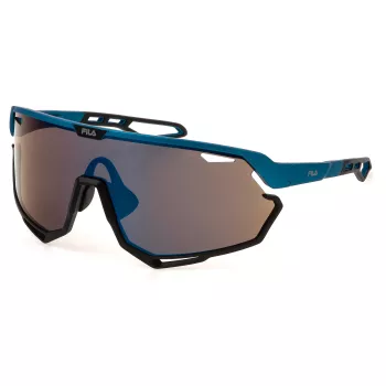 FILA SFI722-630U28 heren rechthoekige zonnebril - glanzend zwart montuur, rookglas, UV400