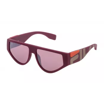 FILA unisex zonnebril SF936457L62X - zwart rechthoekig montuur met grijze polycarbonaatglazen, UV400-bescherming