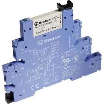 Finder 38 serie interface-relaismodule, 1 CO 6A, 12V DC spoel, 6,2mm, Push-in 38.51.7.012.5050