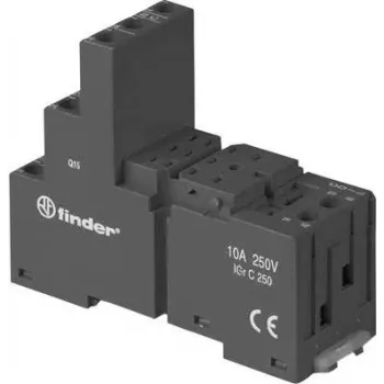 Finder 94.03.0 zwarte schroefvoet voor 55.33/55.34 & 85.33/85.34 relais, 3-polig, 10A 250V, DIN-/paneelmontage