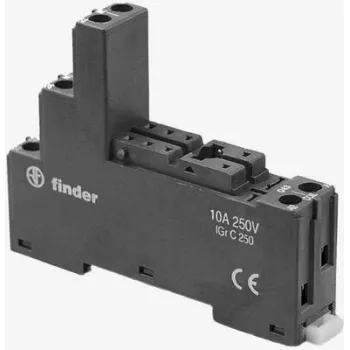 Finder 95.050 schroefklemvoet voor relais van de series 40/44/51/52/61, DIN-rail-/paneelmontage, 8-polig, 10 A, 250 V AC, zwart