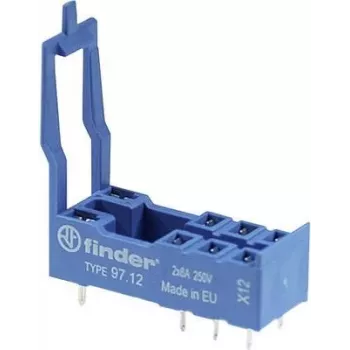 Finder 97.12 relaissokkel voor 46-serie, 8-polig, schroefklemmen, DIN-rail-/paneelmontage, 10 A, 250 V AC, grijs