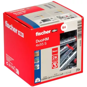 fischer DuoHM 4x55 S PH PZ hollewandplug 55 mm, 25 stuks 572920