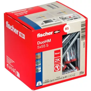 fischer DuoHM 5x55 S PH PZ hollewandplug 55 mm, 25 stuks 572921
